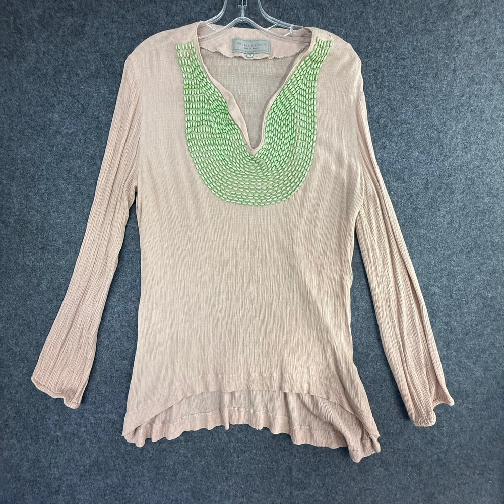 Double D Ranch Beaded Tunic Top Long Sleeve Casual Blouse Studded Western Boho M